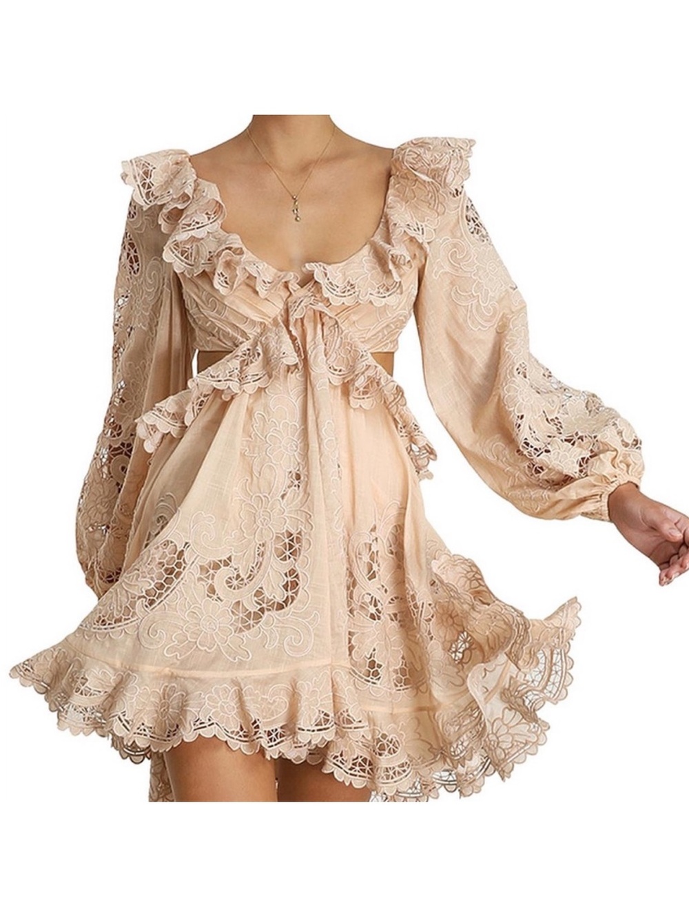 NWT Zimmermann Cotton Cream Brighton Ruffle Mini Dress size 1